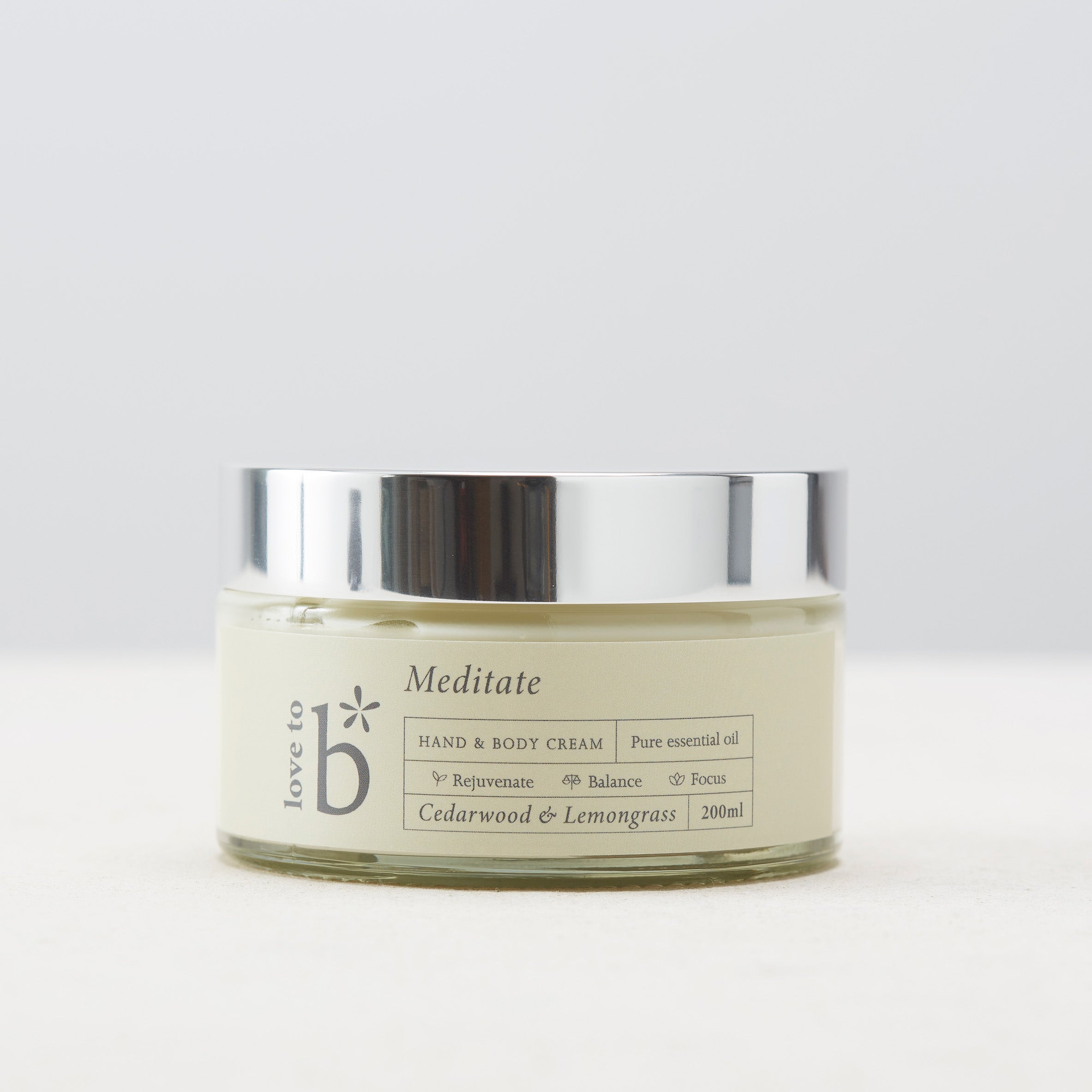 Love to b Natural Skincare Meditate Cedarwood & Lemongrass Hand & Body Cream