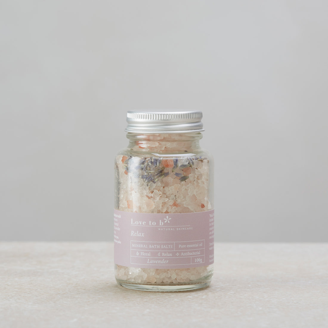 Love to b Natural Skincare Relaxing Lavender Mineral Bath Salts/ Soak 100g